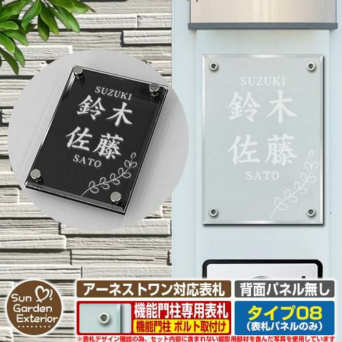 無料☆特典付】【ポイント5倍】 表札 飯田産業 アーネストワン 4点穴 対応 アネスタ Type08 背面パネル無し【サイズ：100×140mm】  参考写真：Fデザイン（クリア色） 飯田グループホールディングス 機能門柱 機能ポール アクリル ネームプレート Anesta | サンガーデン ...